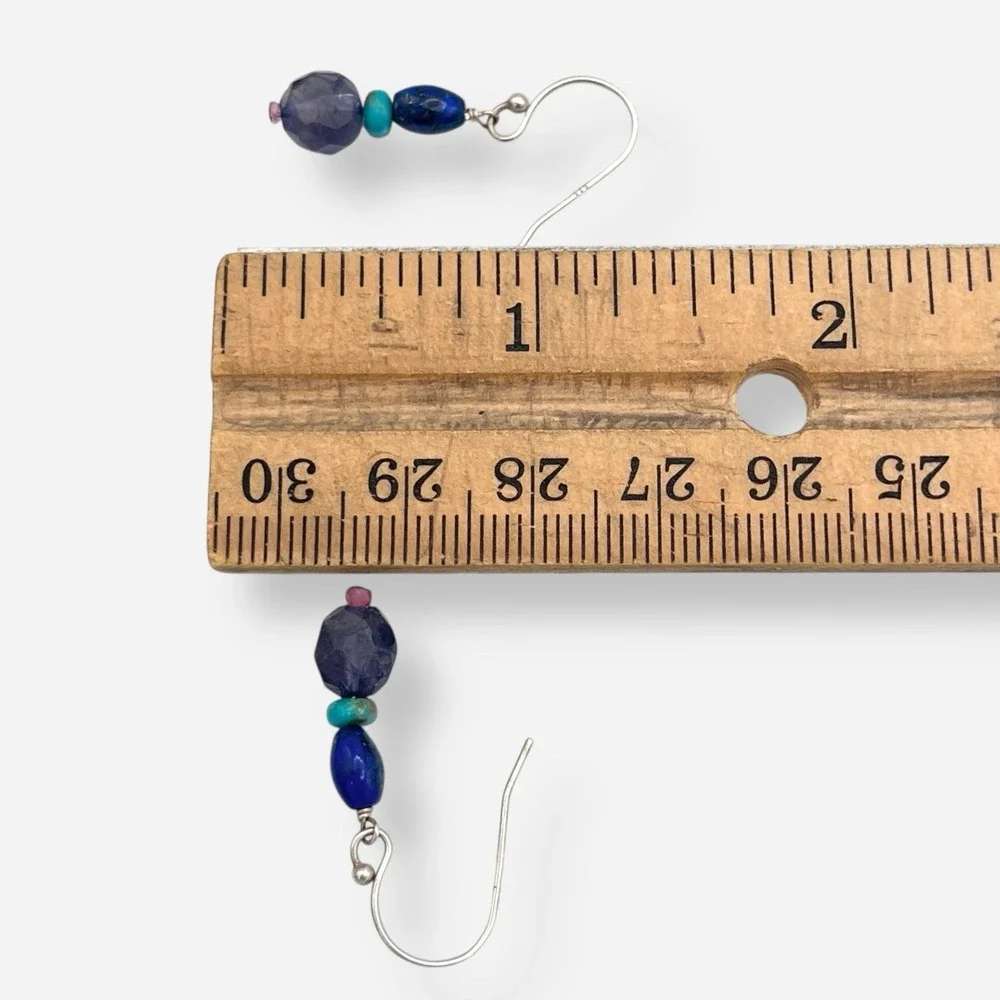 Sundance Catalog Earrings Sterling Silver Lapis Turquoise Amethyst Pink Sapphire